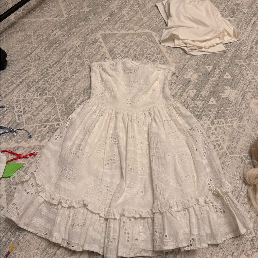 Anthropologie White Eyelet Mini Dress